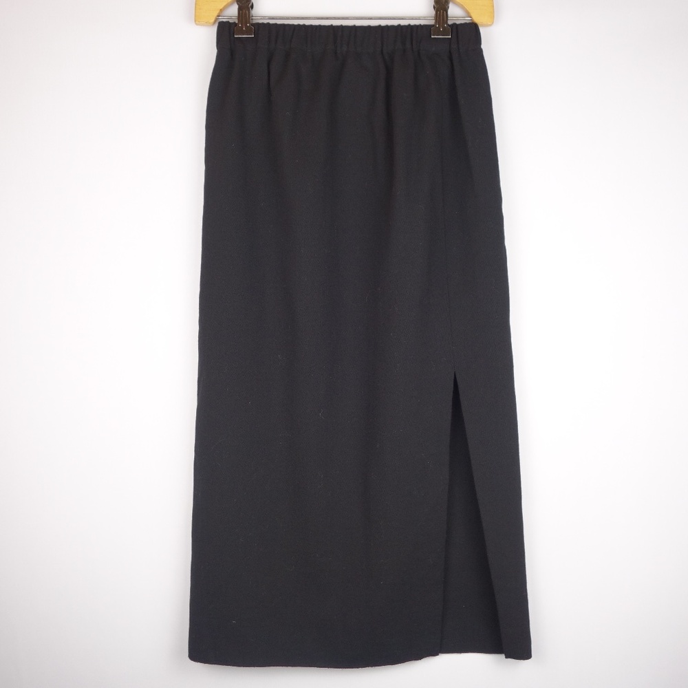 Vintage Chloe Black Small Slit Skirt w/ Elastic Waist Made In France, Size 22 in